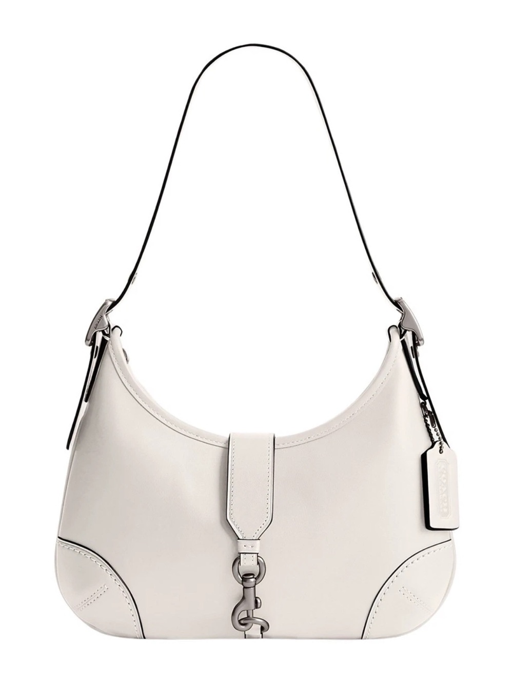 Coach White Leather Shoulder Hampton Hobo with Silver Hardware